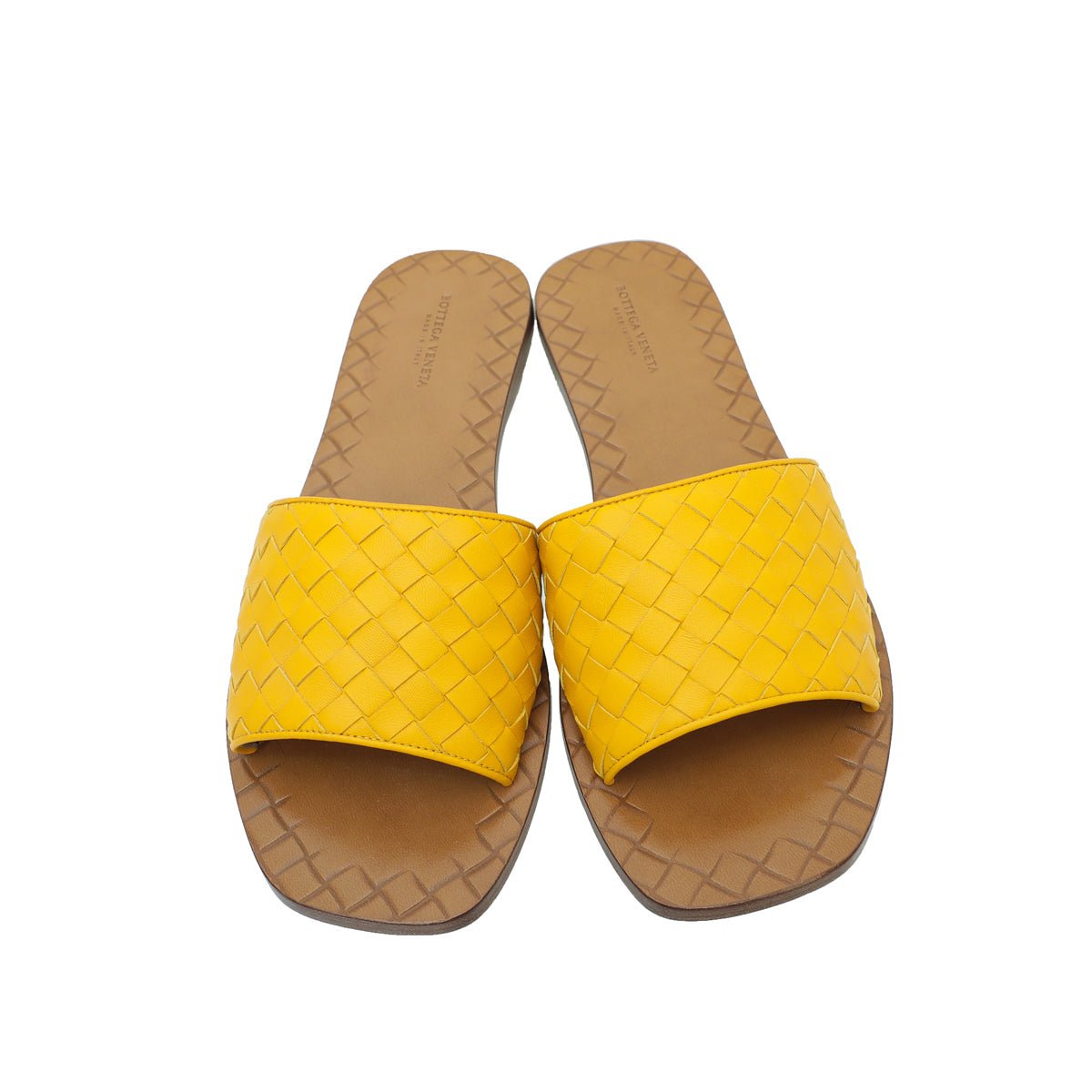 Bottega Veneta Yellow Intrecciato Flat Sandal 39