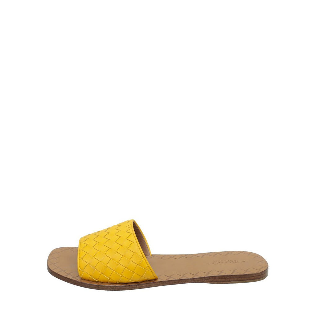 Bottega Veneta Yellow Intrecciato Flat Sandal 39