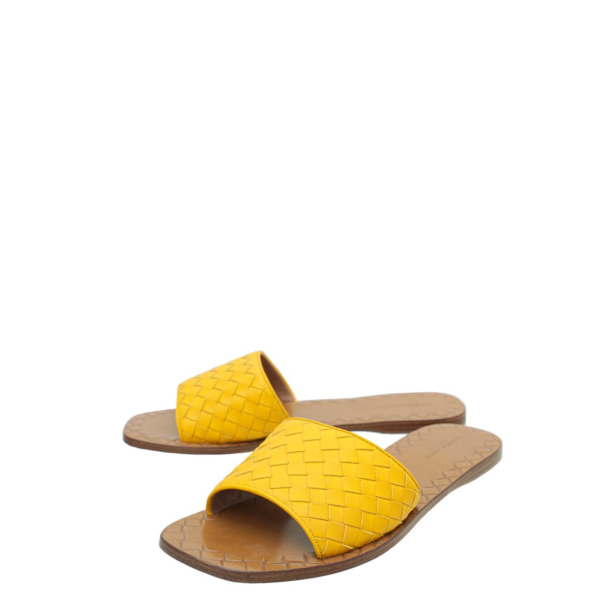 Bottega Veneta Yellow Intrecciato Flat Sandal 39