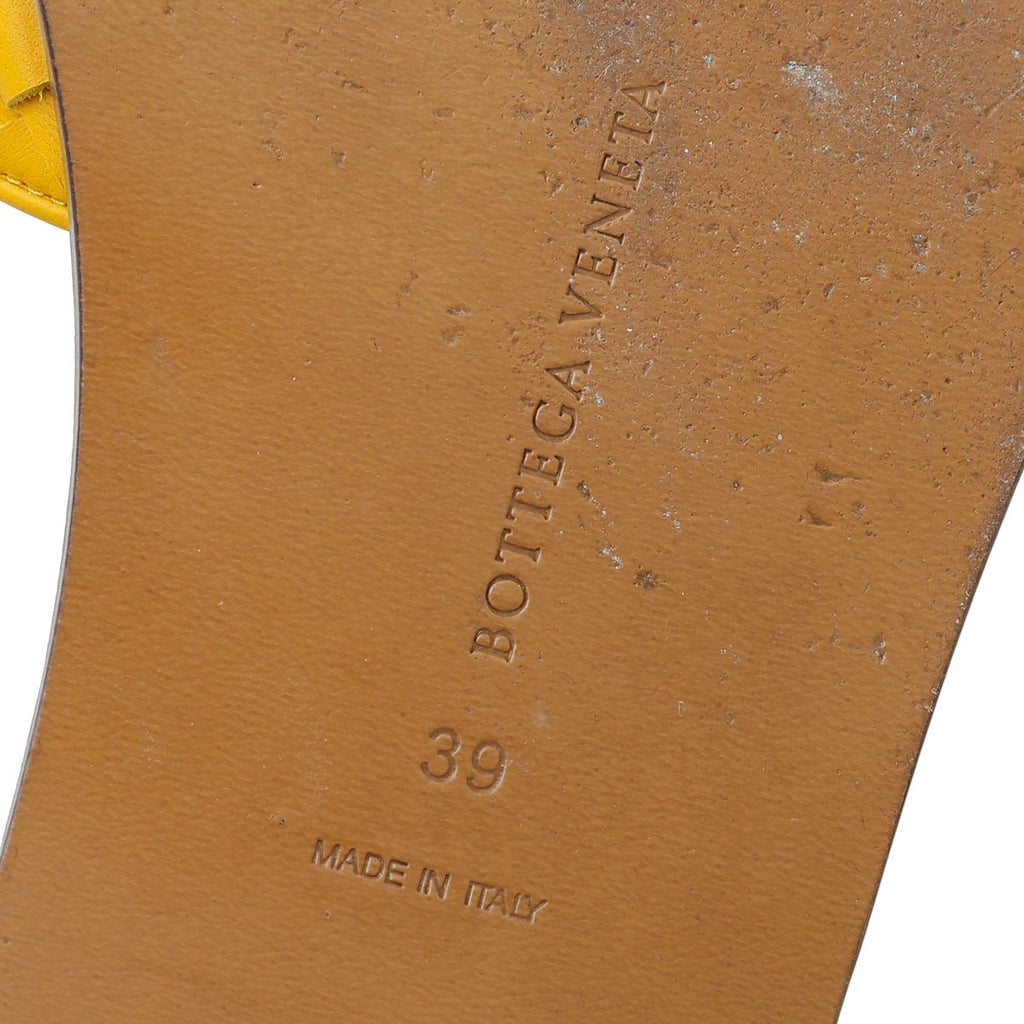Bottega Veneta Yellow Intrecciato Flat Sandal 39