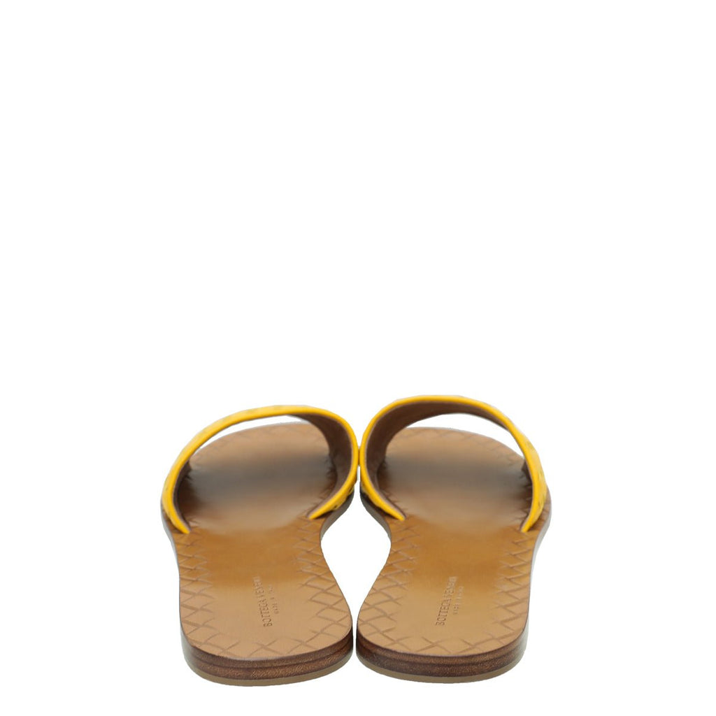 Bottega Veneta Yellow Intrecciato Flat Sandal 39