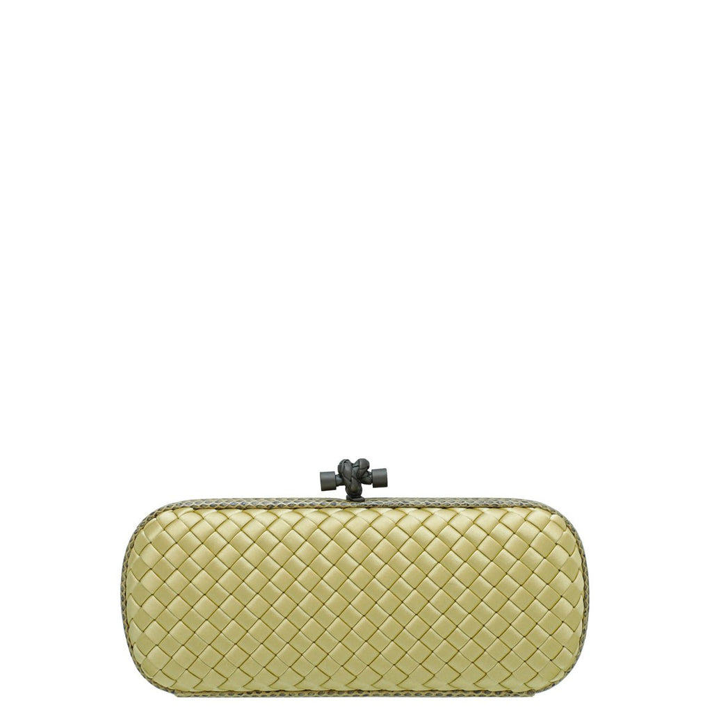 Bottega Veneta Yellow Intrecciato Stretch Knot Clutch