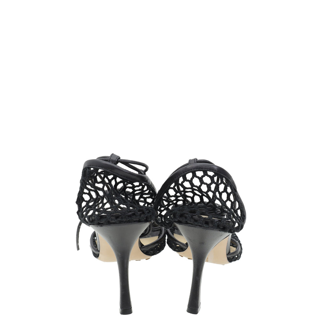 Bottega Veneta Black Stretch Sandals 39.5