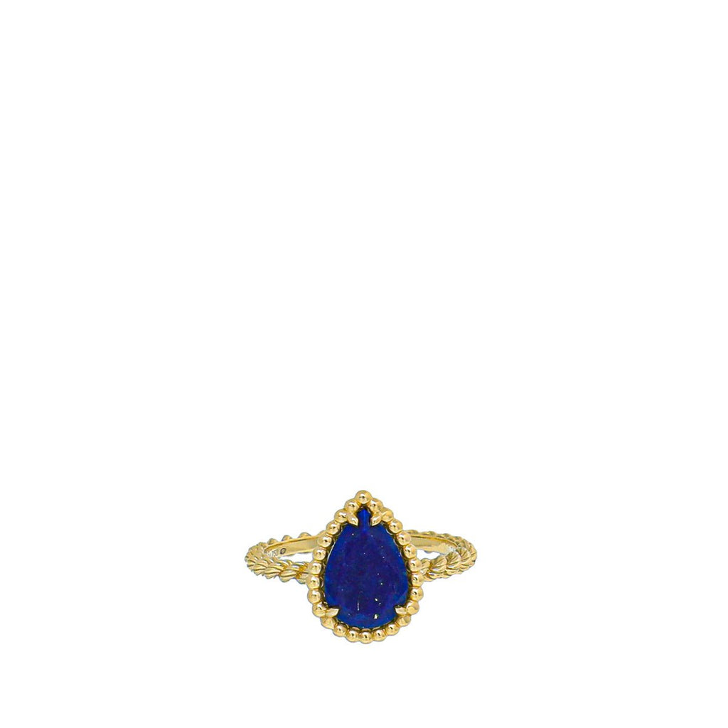 Boucheron 18K Yellow Gold Boheme Lapis Lazuli Serpent Small Ring 50