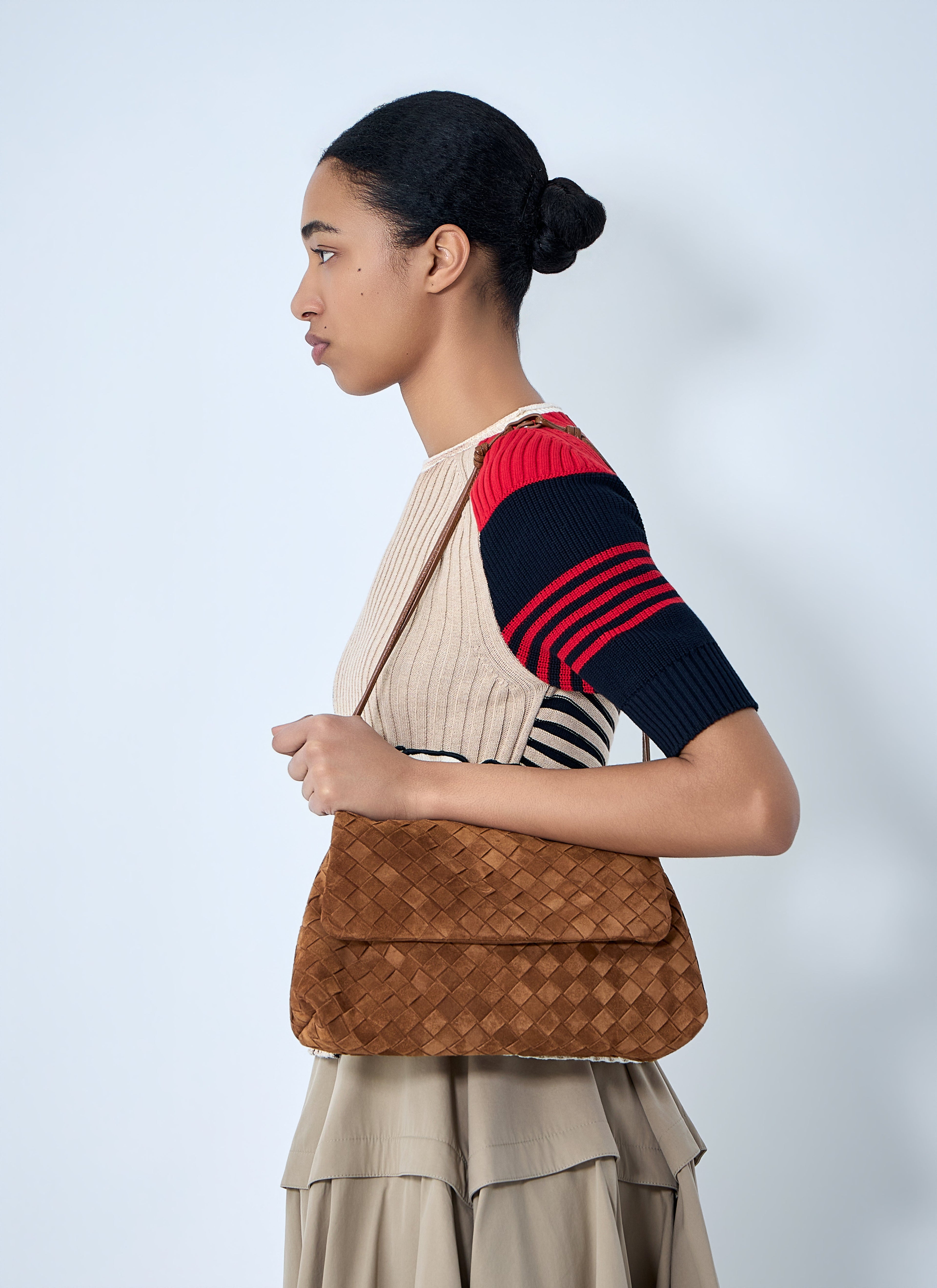 Bottega Veneta Women Giorno Suede Shoulder Bag