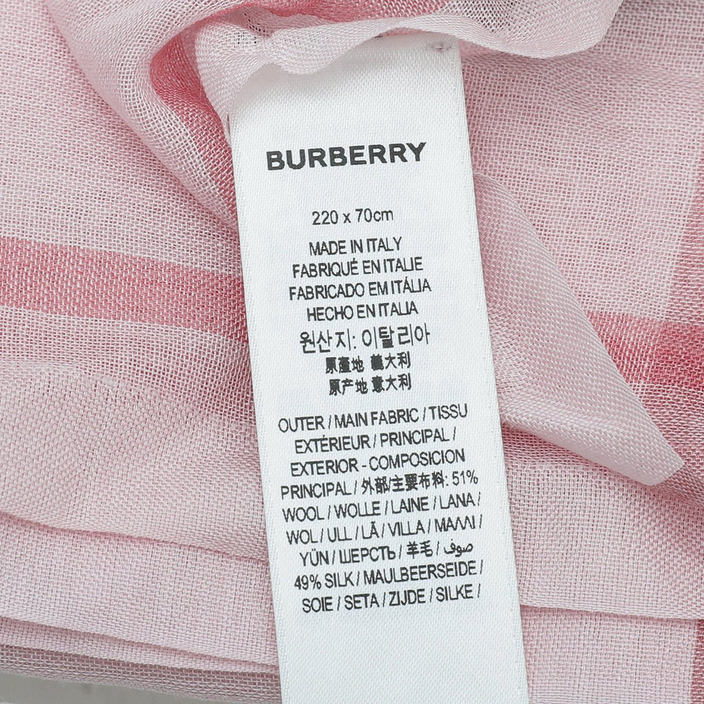 Burberry Alabaster Pink Giant Check Gauze Scarf