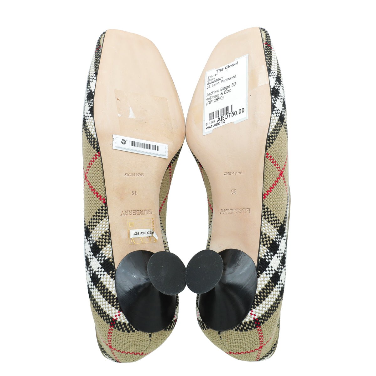 Burberry Archive Beige Check Tripton Pumps 36