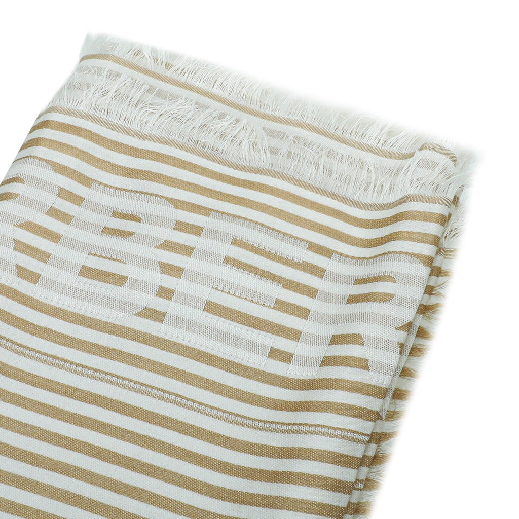 Burberry Archive Beige Logo Print Stripe Scarf