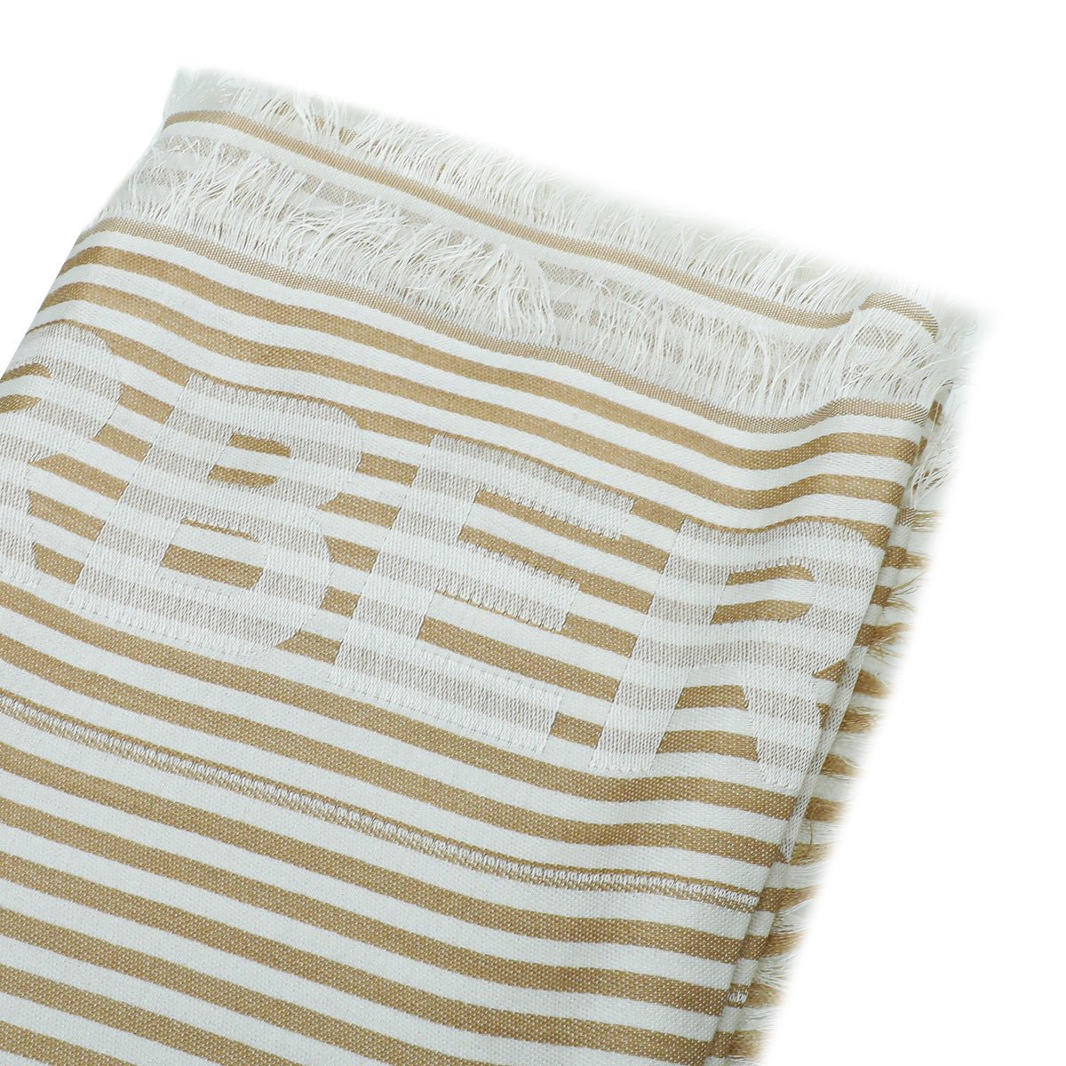 Burberry Archive Beige Logo Print Stripe Scarf