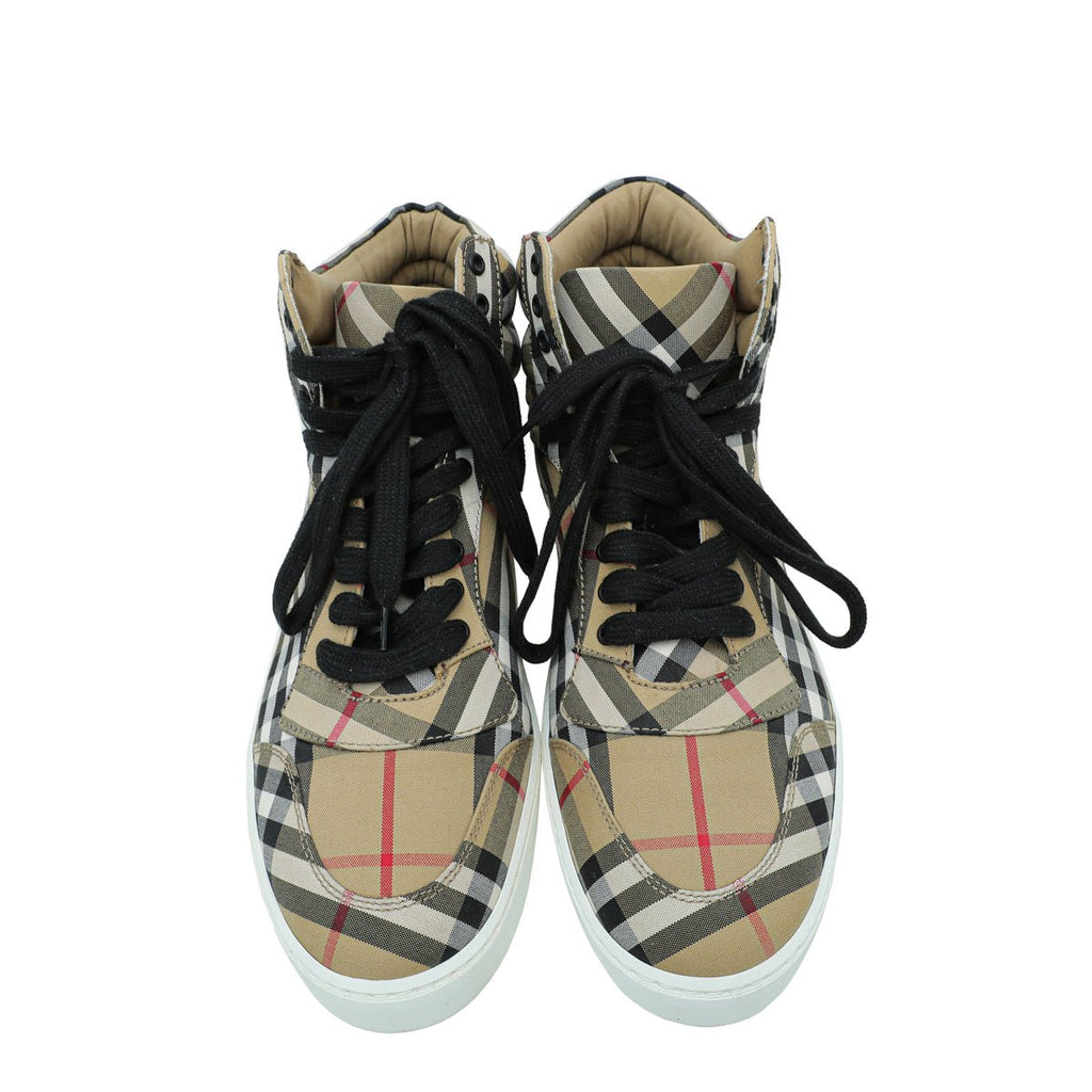 Burberry Beige Vintage Check High Top Sneaker 39