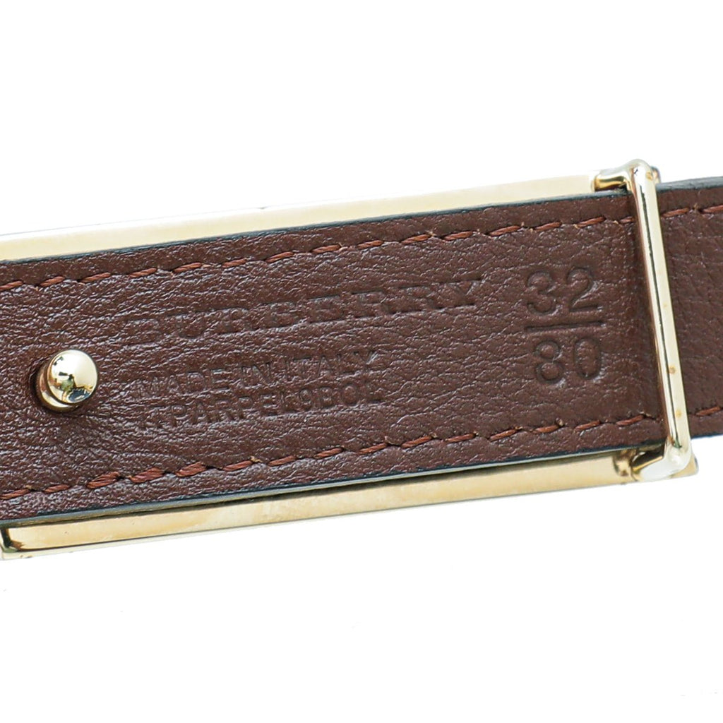 Burberry Bicolor Check Embossed Reversible Buckle 20mm Belt 32