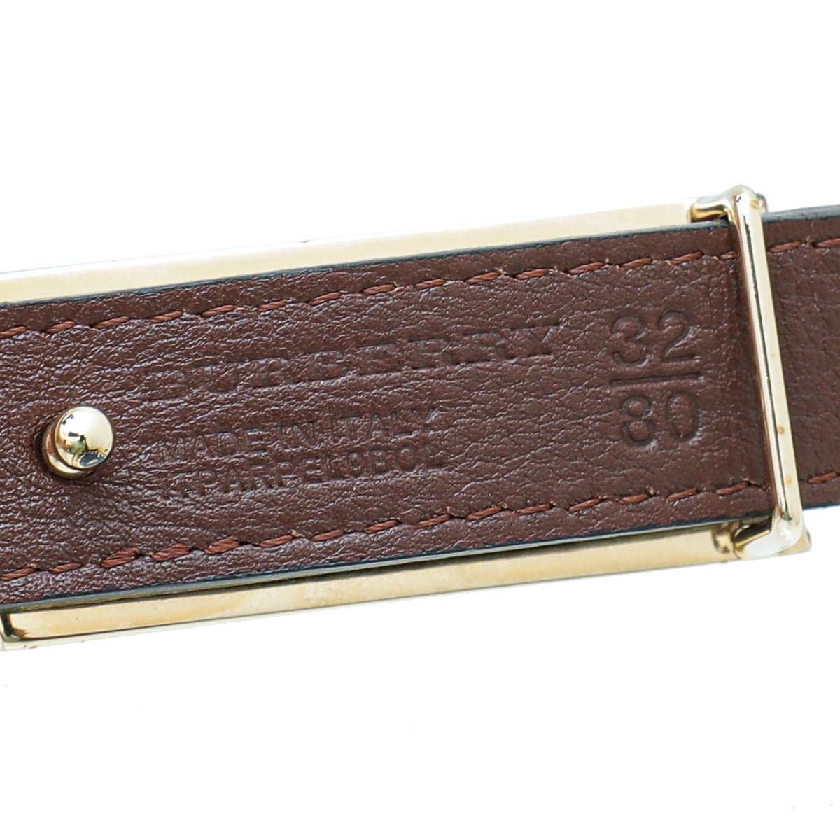 Burberry Bicolor Check Embossed Reversible Buckle 20mm Belt 32