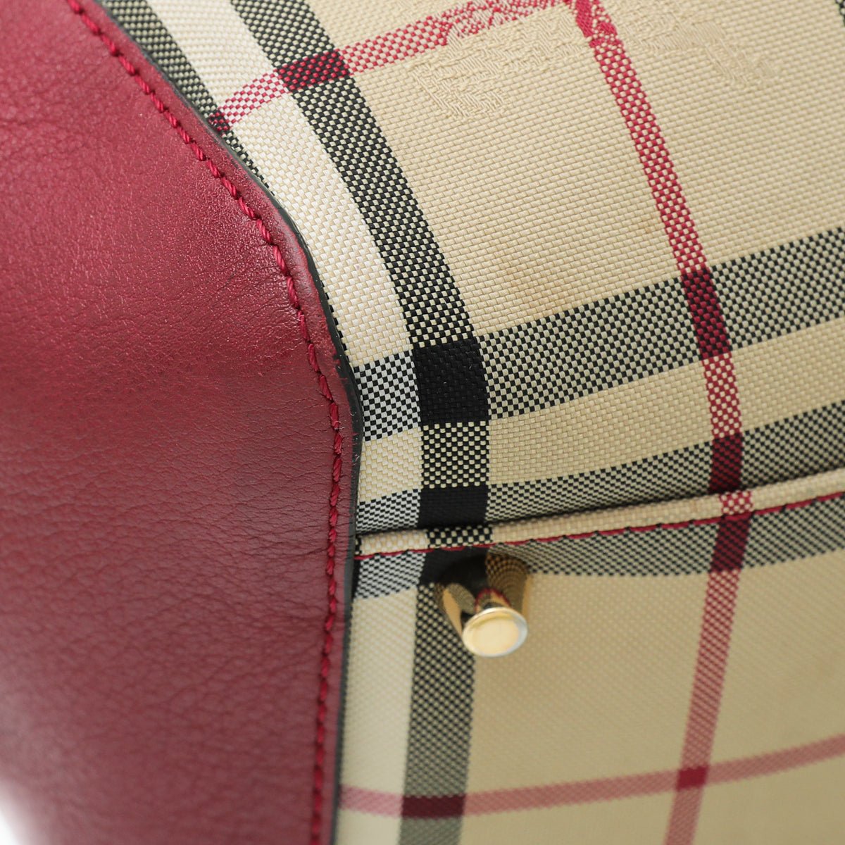 Burberry Bicolor Haymarket Canterbury Tote Medium Bag