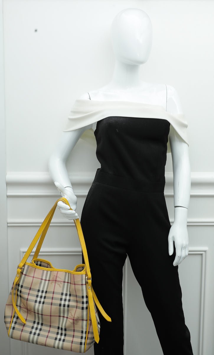 Burberry Bicolor Haymarket Canterbury Tote Medium Bag