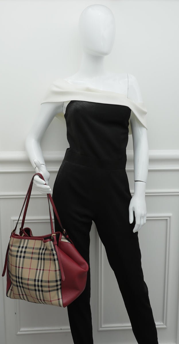 Burberry Bicolor Haymarket Canterbury Tote Medium Bag
