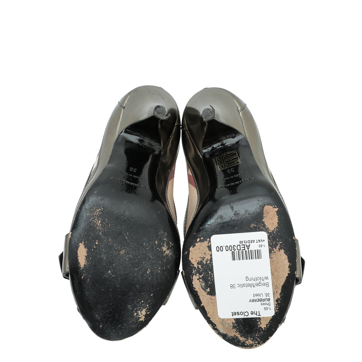 Burberry Bicolor Peep toe Nova check Pumps 38