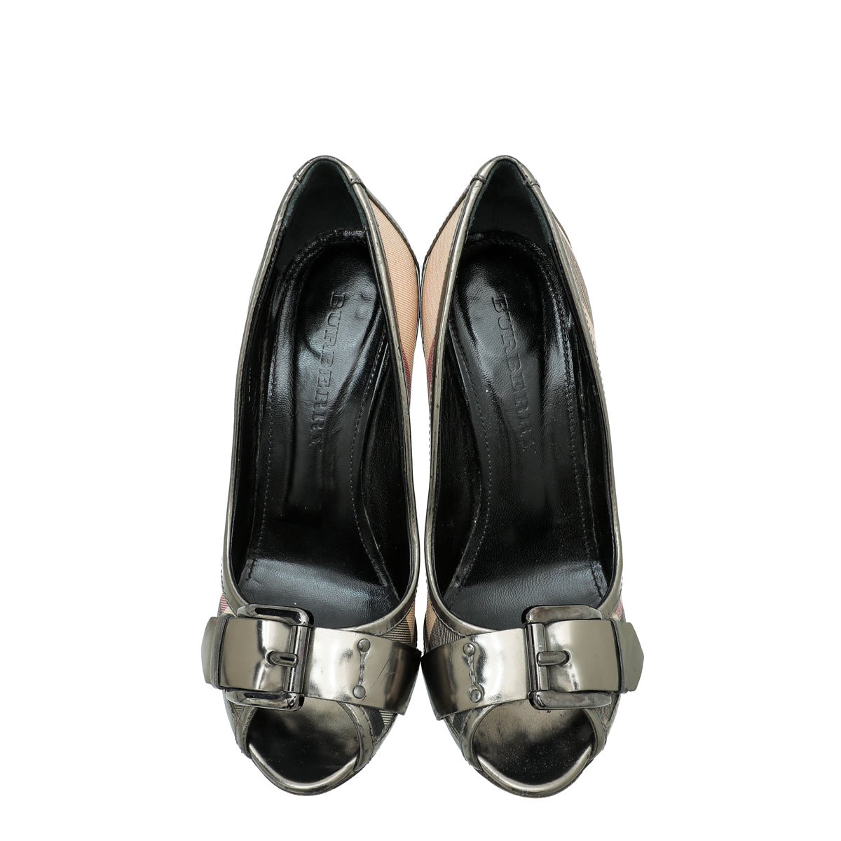 Burberry Bicolor Peep toe Nova check Pumps 38
