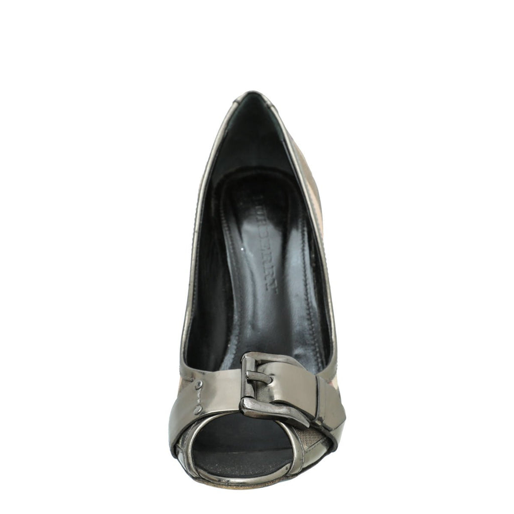 Burberry Bicolor Peep toe Nova check Pumps 38