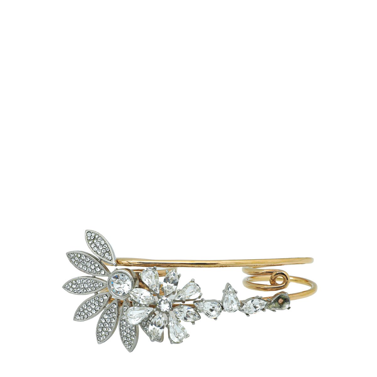 Burberry Bicolor Tone Half Daisy Double Finger Ring Medium