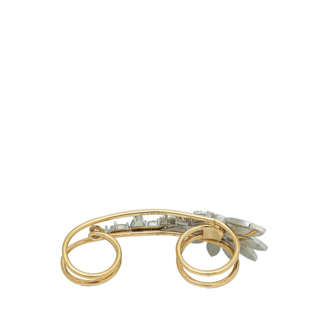 Burberry Bicolor Tone Half Daisy Double Finger Ring Medium