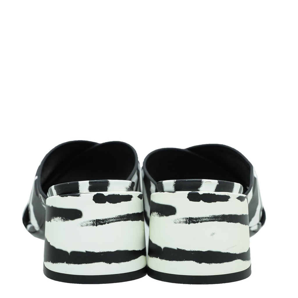 Burberry Bicolor Zebra Print Castlebar Sandal Mules 37