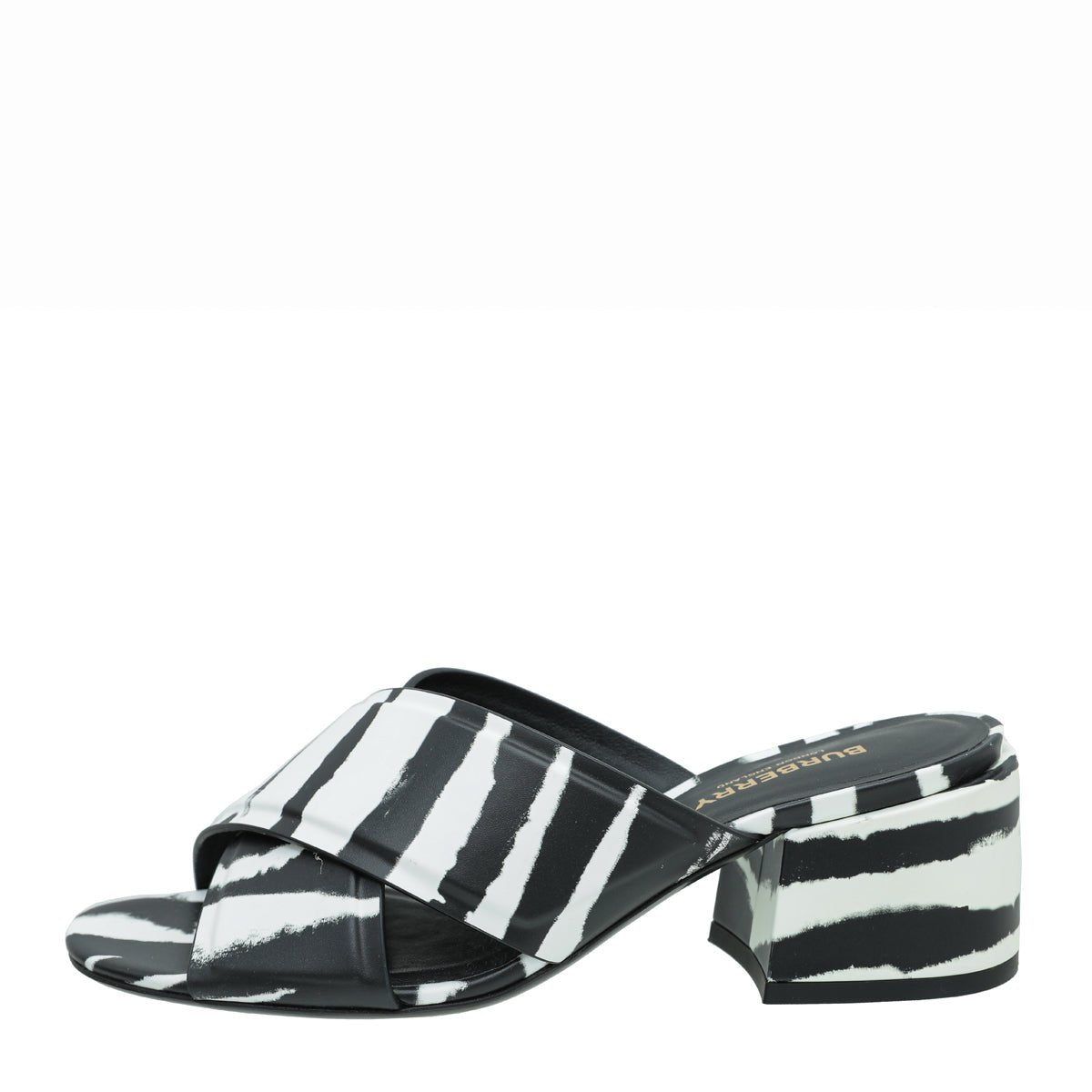 Burberry Bicolor Zebra Print Castlebar Sandal Mules 37