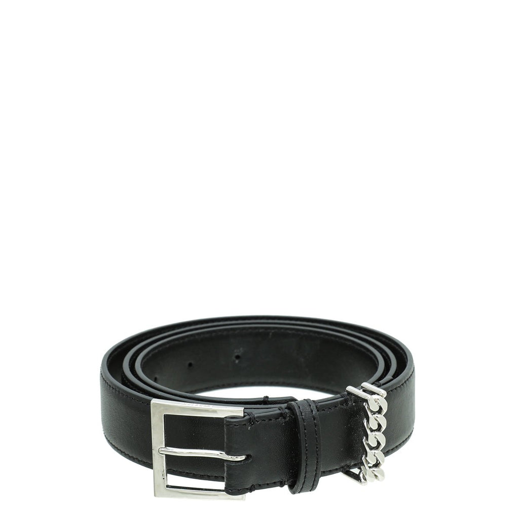 Burberry Black Buckle Chain Details Belt Large