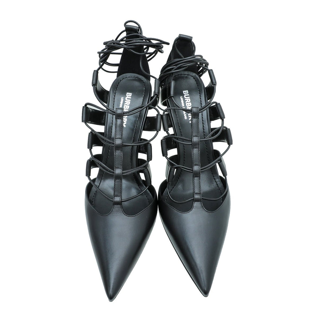 Burberry Black Cut Out Laced Leather Pump 39