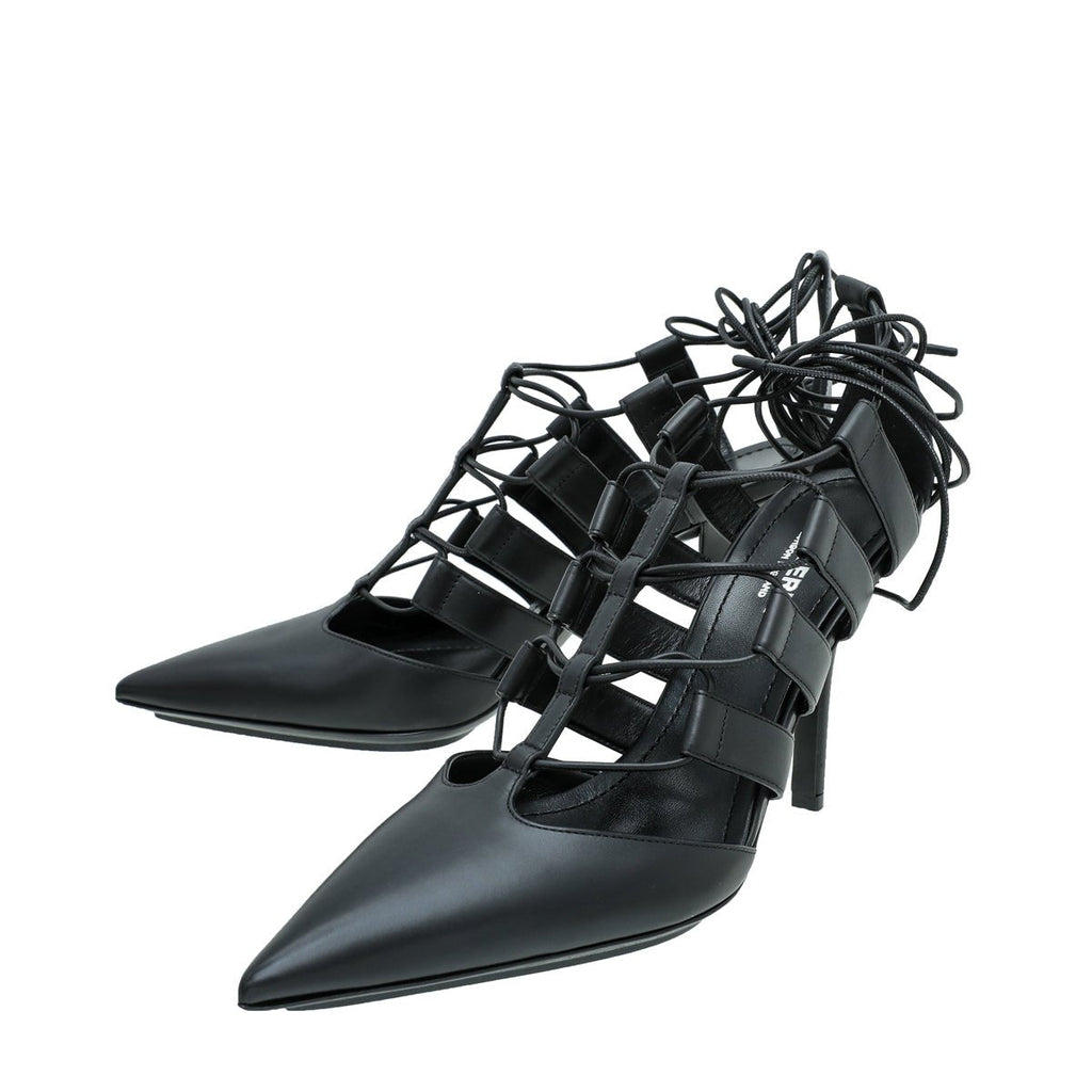 Burberry Black Cut Out Laced Leather Pump 39