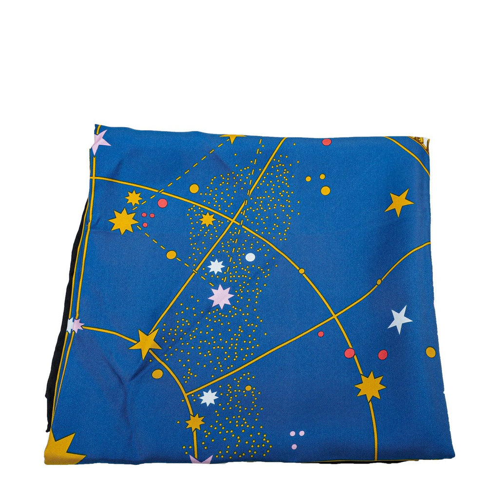 Burberry Black Multicolor Astrological Square Silk Scarf