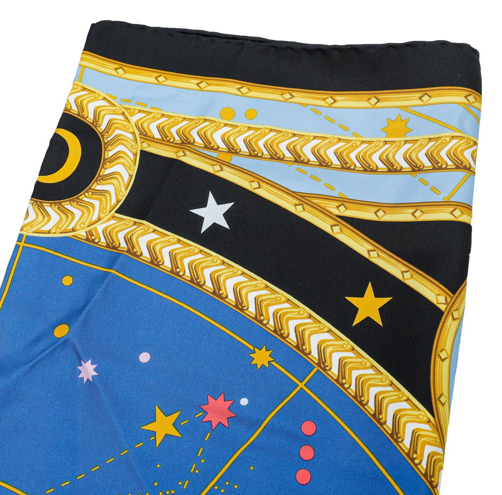 Burberry Black Multicolor Astrological Square Silk Scarf