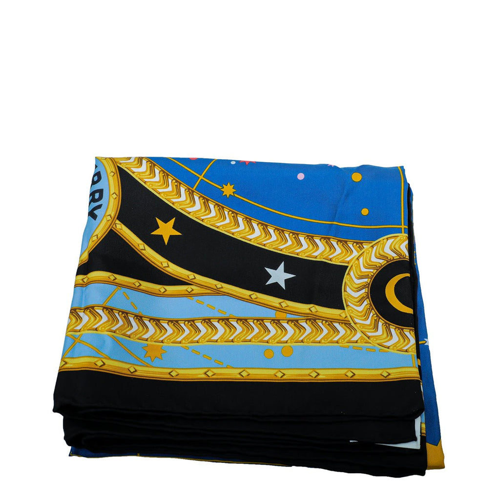 Burberry Black Multicolor Astrological Square Silk Scarf