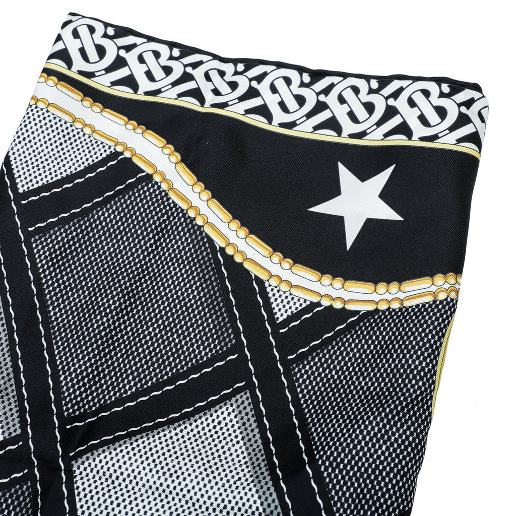 Burberry Black Multicolor Deer Print Square Scarf