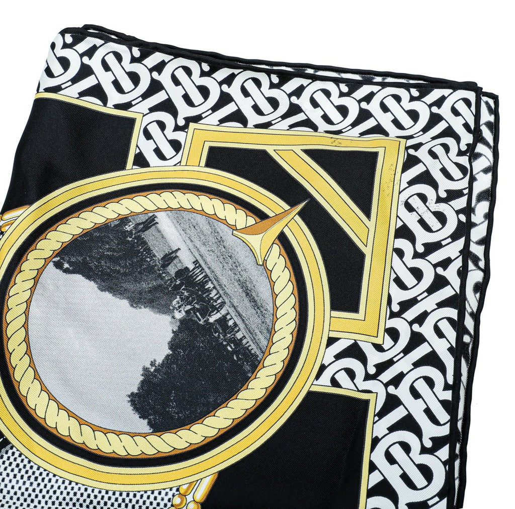 Burberry Black Multicolor Deer Print Square Scarf