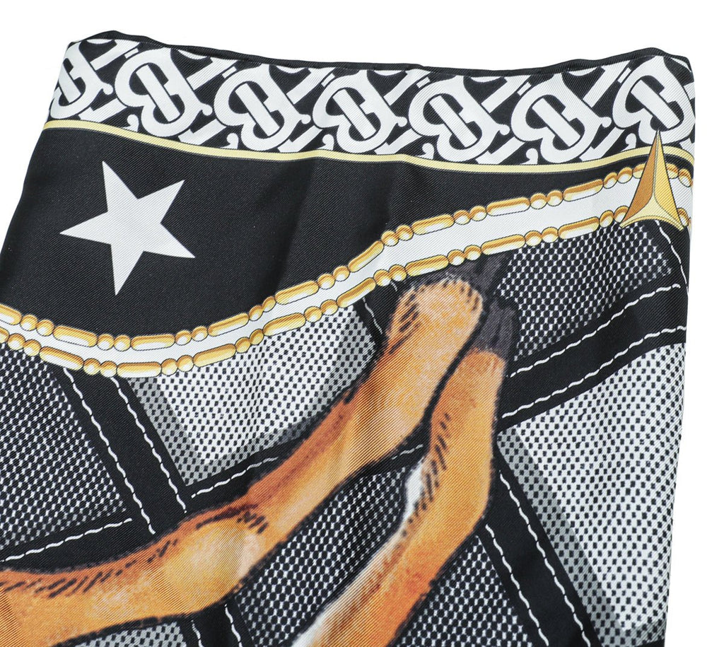 Burberry Black Multicolor Deer Print Square Scarf