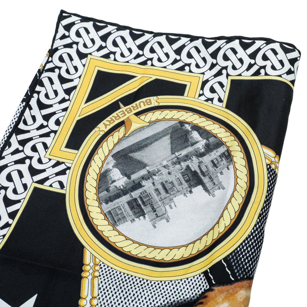 Burberry Black Multicolor Deer Print Square Scarf