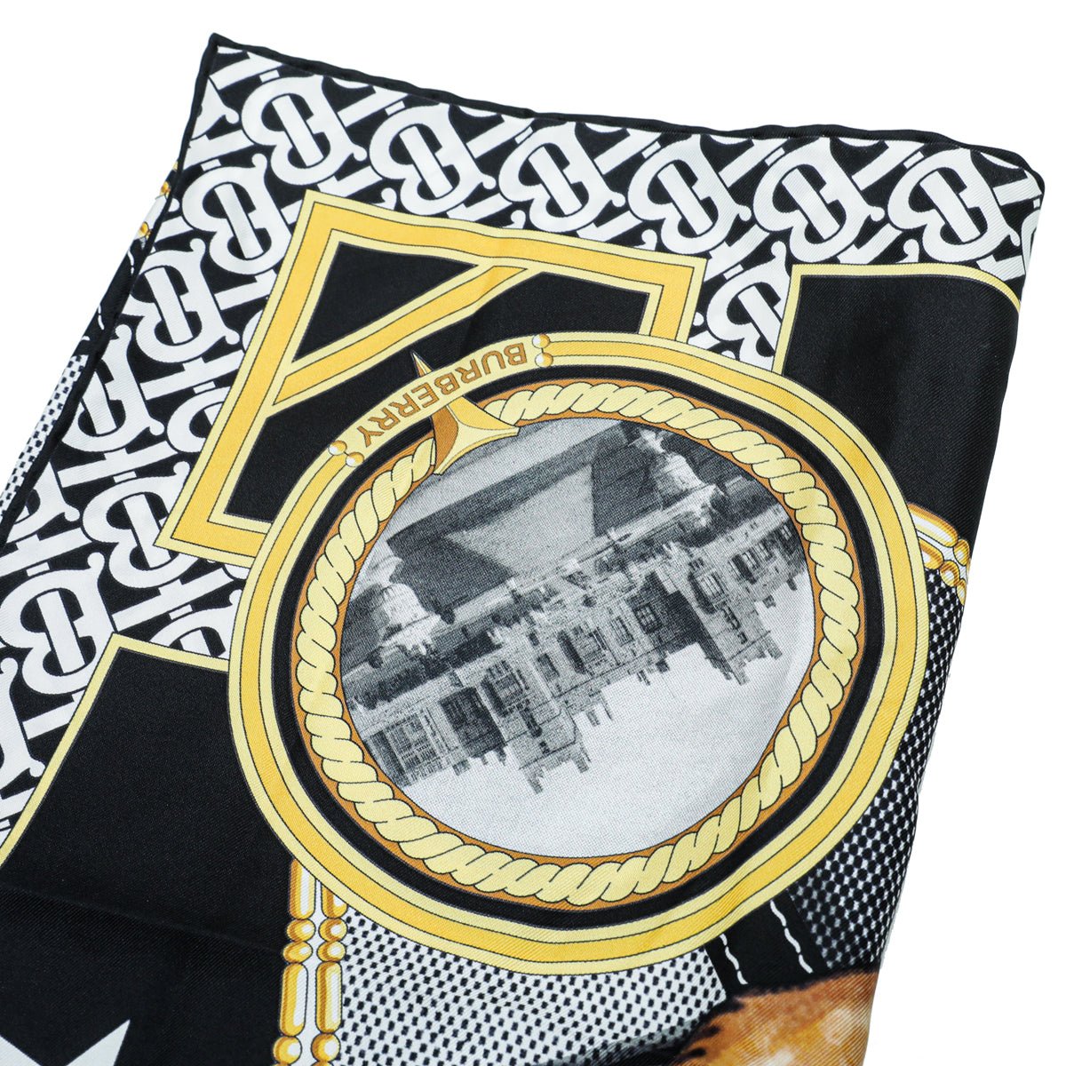 Burberry Black Multicolor Deer Print Square Scarf