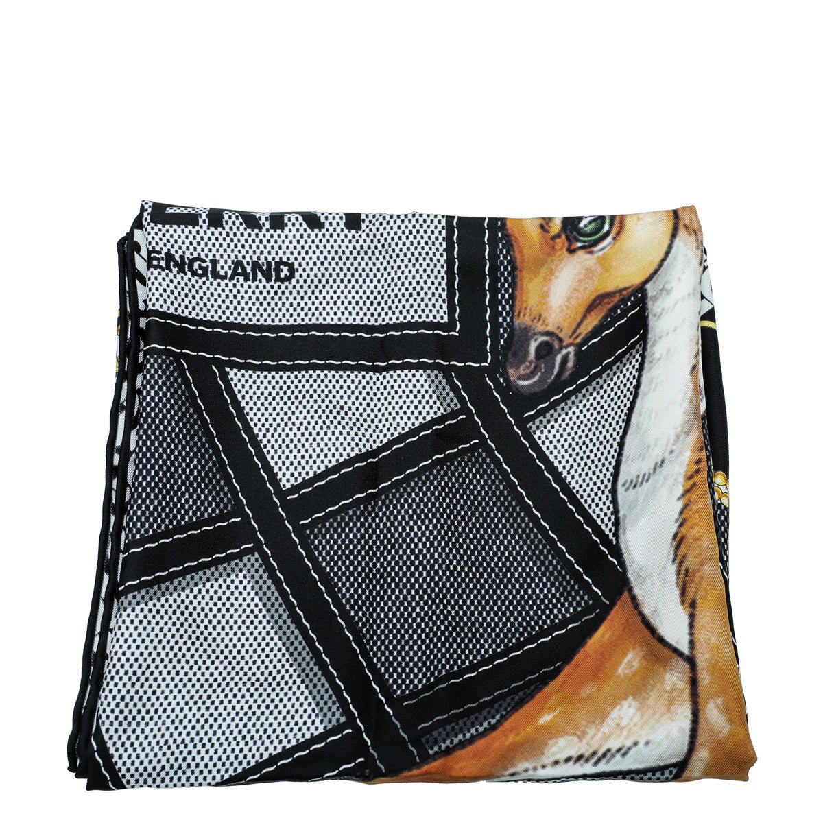 Burberry Black Multicolor Deer Print Square Scarf
