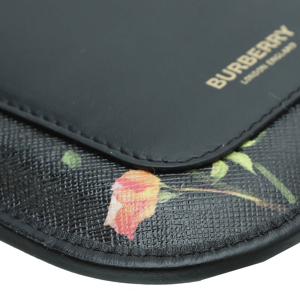 Burberry Black Multicolor Floral Print Anne Phone Case w/Strap
