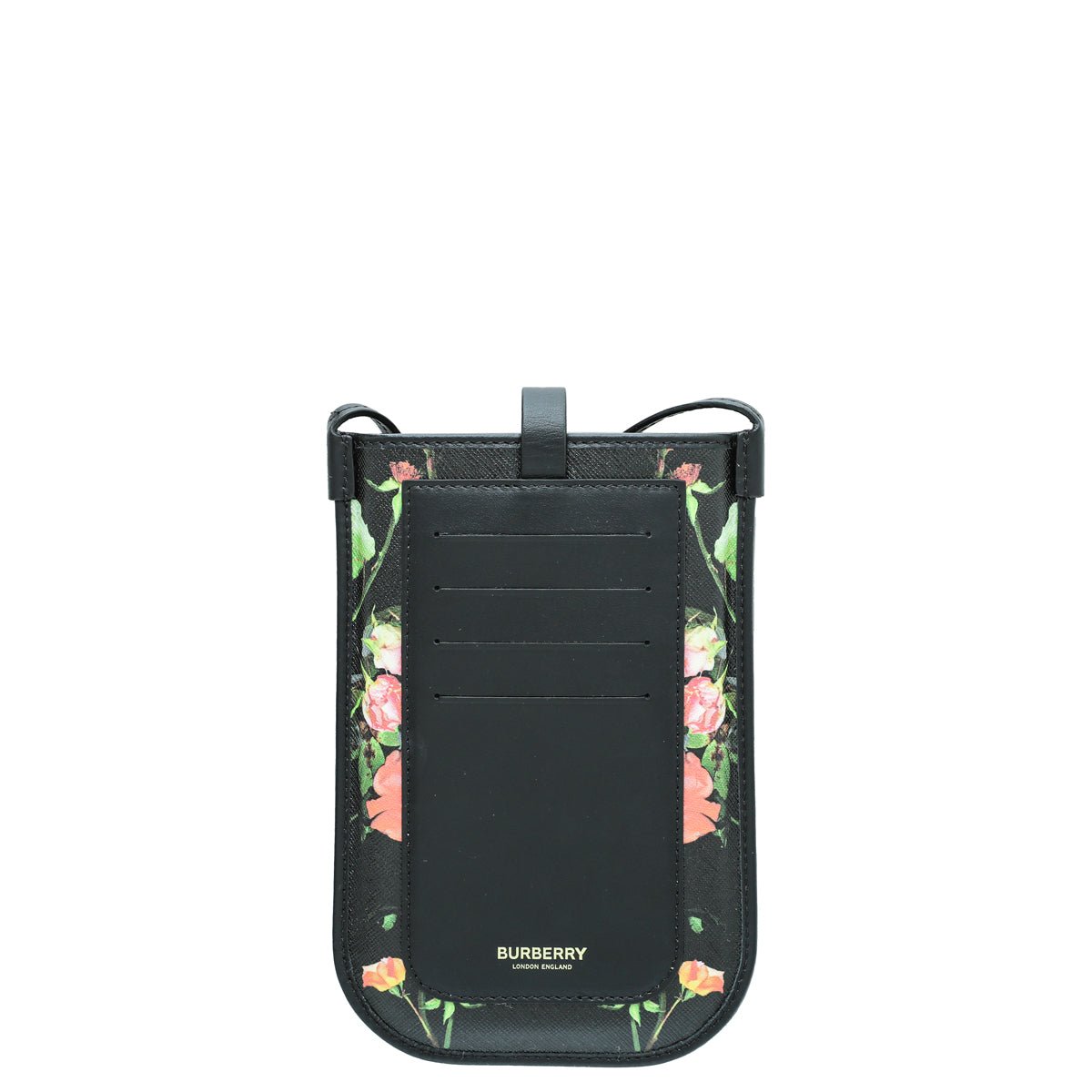 Burberry Black Multicolor Floral Print Anne Phone Case w/Strap