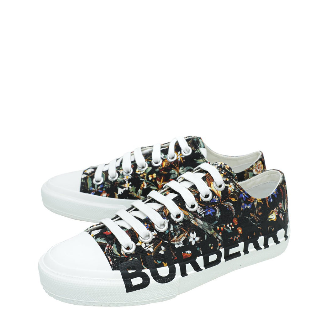 Burberry Black Multicolor Larkhall Logo Floral Sneaker 38
