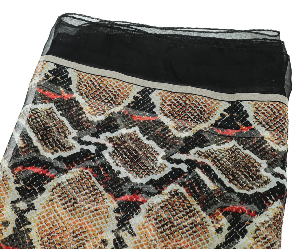 Burberry Black Multicolor Snake Print Silk Scarf