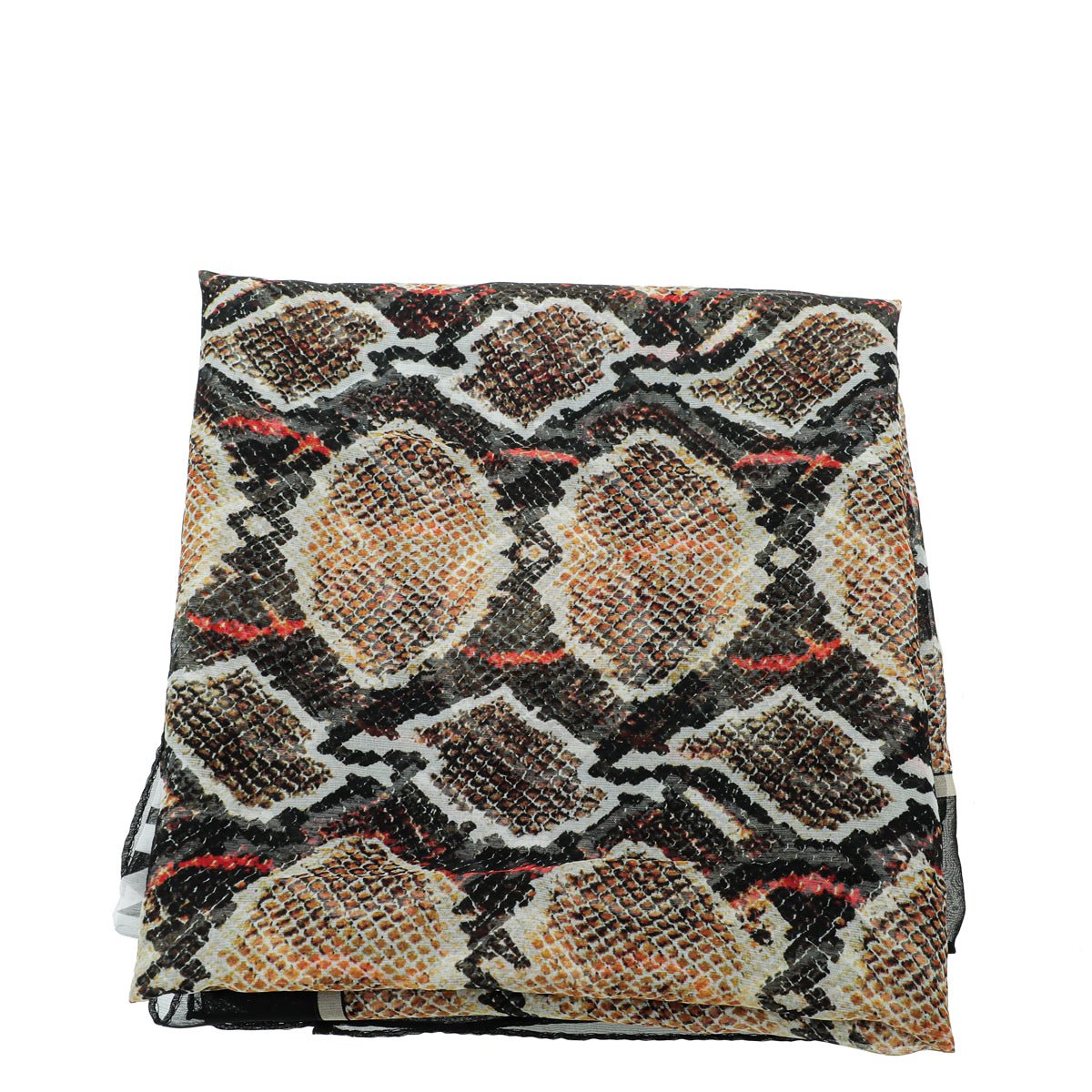 Burberry Black Multicolor Snake Print Silk Scarf