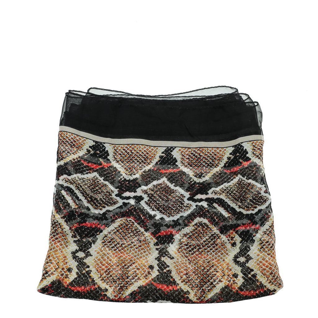 Burberry Black Multicolor Snake Print Silk Scarf