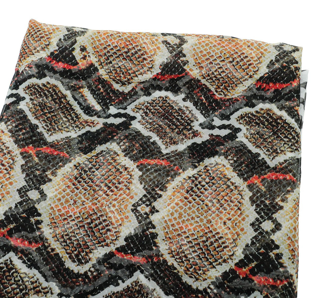 Burberry Black Multicolor Snake Print Silk Scarf