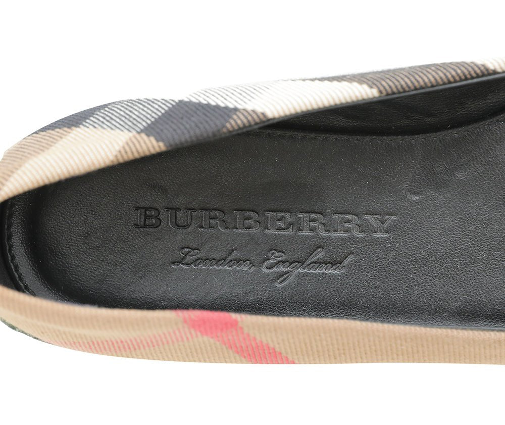 Burberry Black Novacheck Avonwick Studs Ballerina 36
