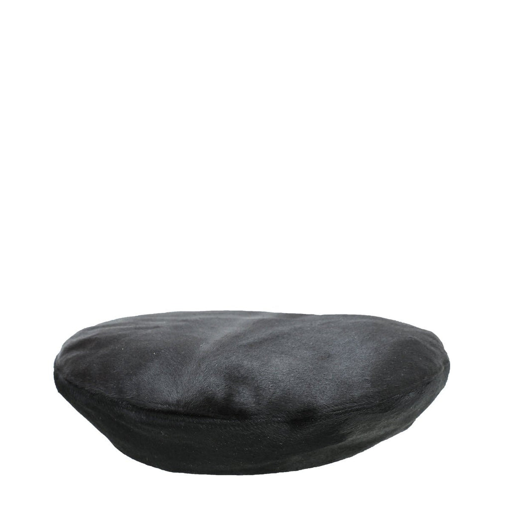 Burberry Black Pony Beret Large Hat