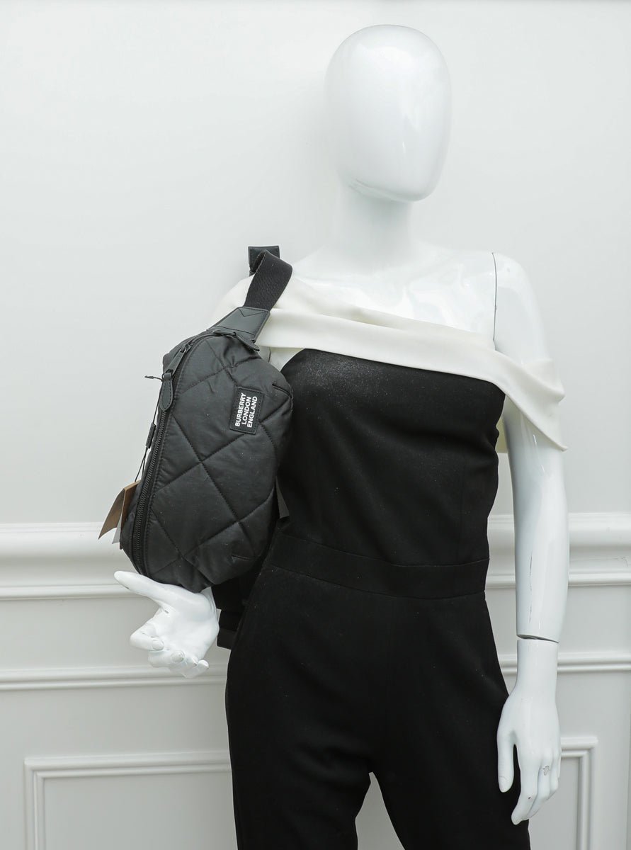 Burberry Black Sonny Diamond Quilted Belt Bag