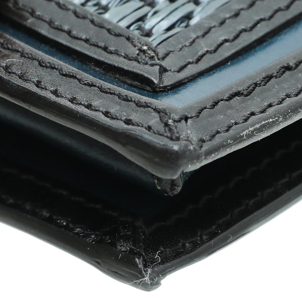 Burberry Black Straw Woven Leather Clutch
