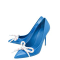 Burberry Blue Finsbury Bow Pumps 40